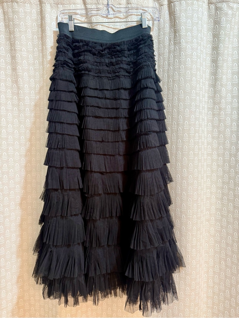 Lucky Brand Black Tiered Pleated Maxi Skirt
